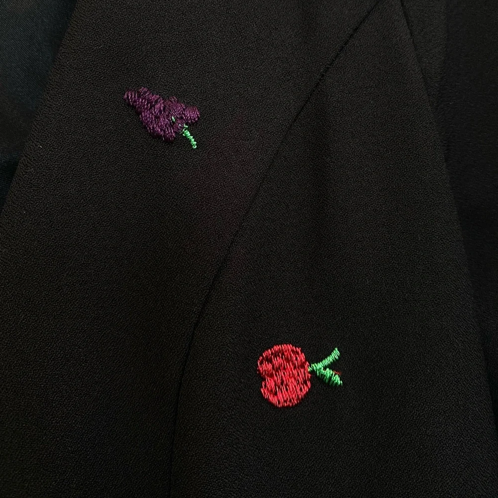 Abow Black Dress with Fruit Embroidery 🍉 🍎 🍌 Size 10 - Picture 7 of 16
